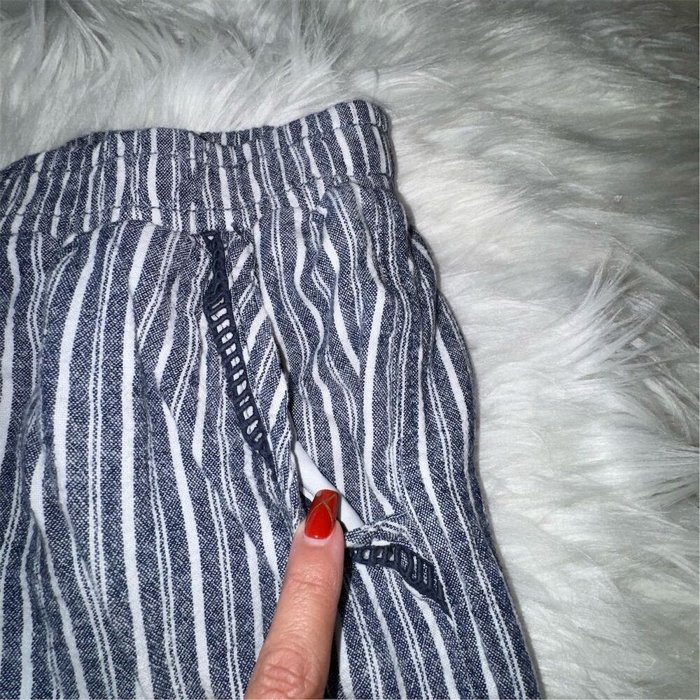 Briggs Women's XL Blue Striped Wide-Leg Linen Blend Pants Casual - Picture 4 of 12
